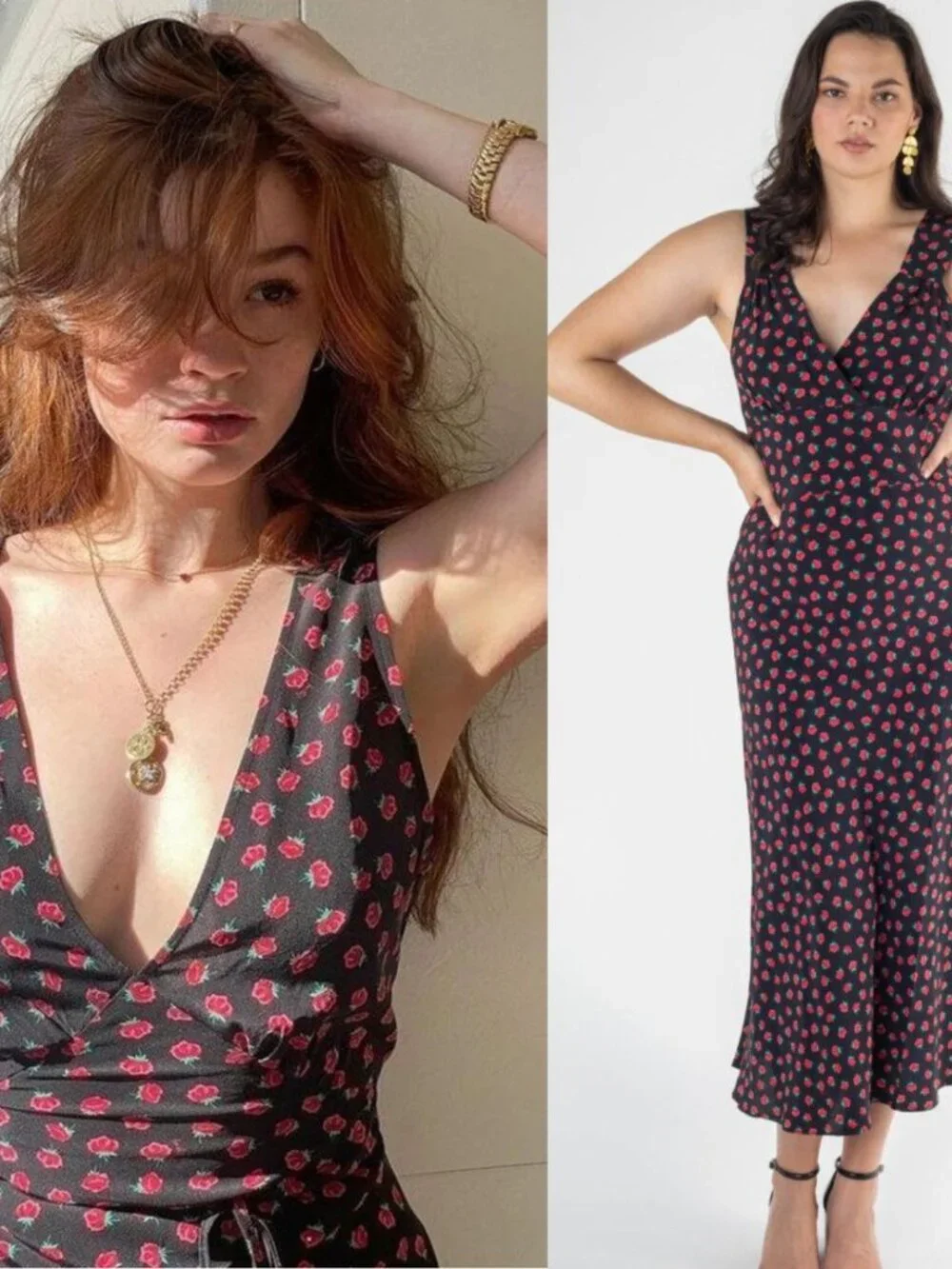 Realisation Par The Liv Maxi Dress Rosalita Black Red Floral Print‎ Silk Size S